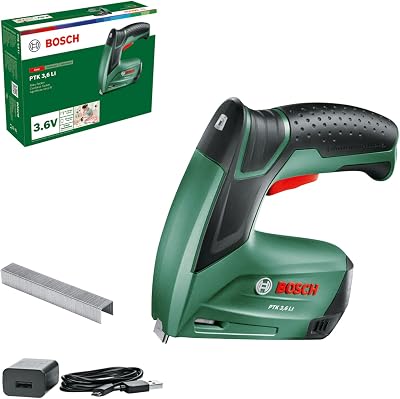 Bosch PTK 3,6 LI Cordless Tacker with Battery 3.6 V 1000 Staples Included