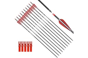WANGQIN ARCHERY Archery Carbon Arrow Hunting Target Practice Arrows 26 28 30 Inch with Removable Tips for Compound & Recurve Bow 500 Spine 6PCS 12PCS