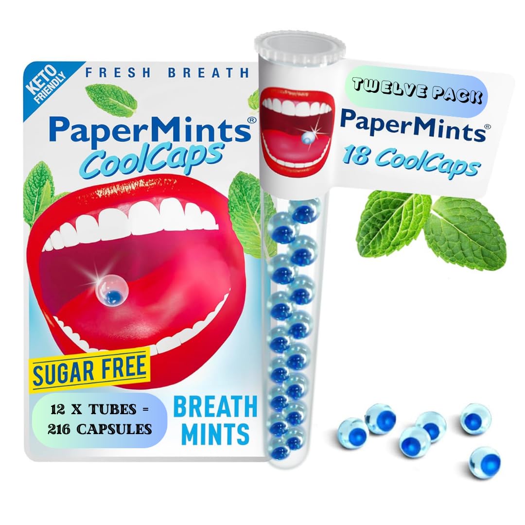 PaperMints Cool caps breath refreshers 12 x tubes of 18 capsules BULK BUY