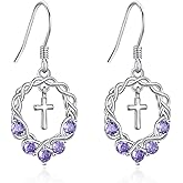 YONFQE Cross Earrings S925 Sterling Silver Crucifix Dangle Drop Earrings Religious Christian Jewelry Gifts for Women