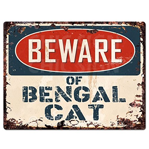 Beware of BENGAL CAT Chic Sign Vintage Retro Rustic 9"x 12" Metal Plate Store Home Room Wall Decor Gift