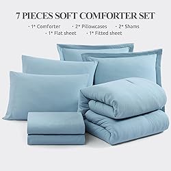 WRENSONGE Blue Queen Comforter Set, 7 Pieces Soft