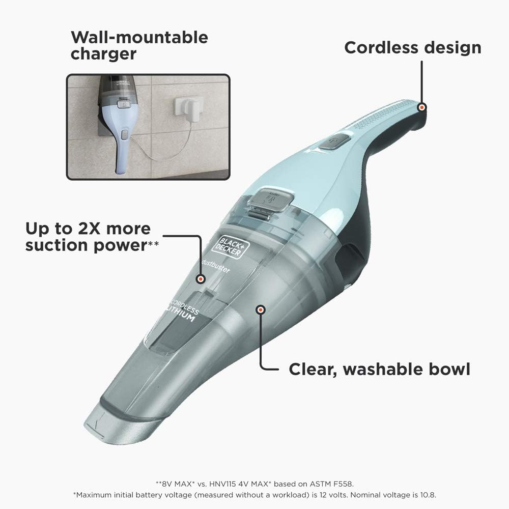 beyond by BLACK+DECKER Cordless dustbuster - Handheld Vacuum Cleaner - Cordless, Icy Blue - Mini Vacuum Cleaner (Model Number: HNVC215B12AEV) -
