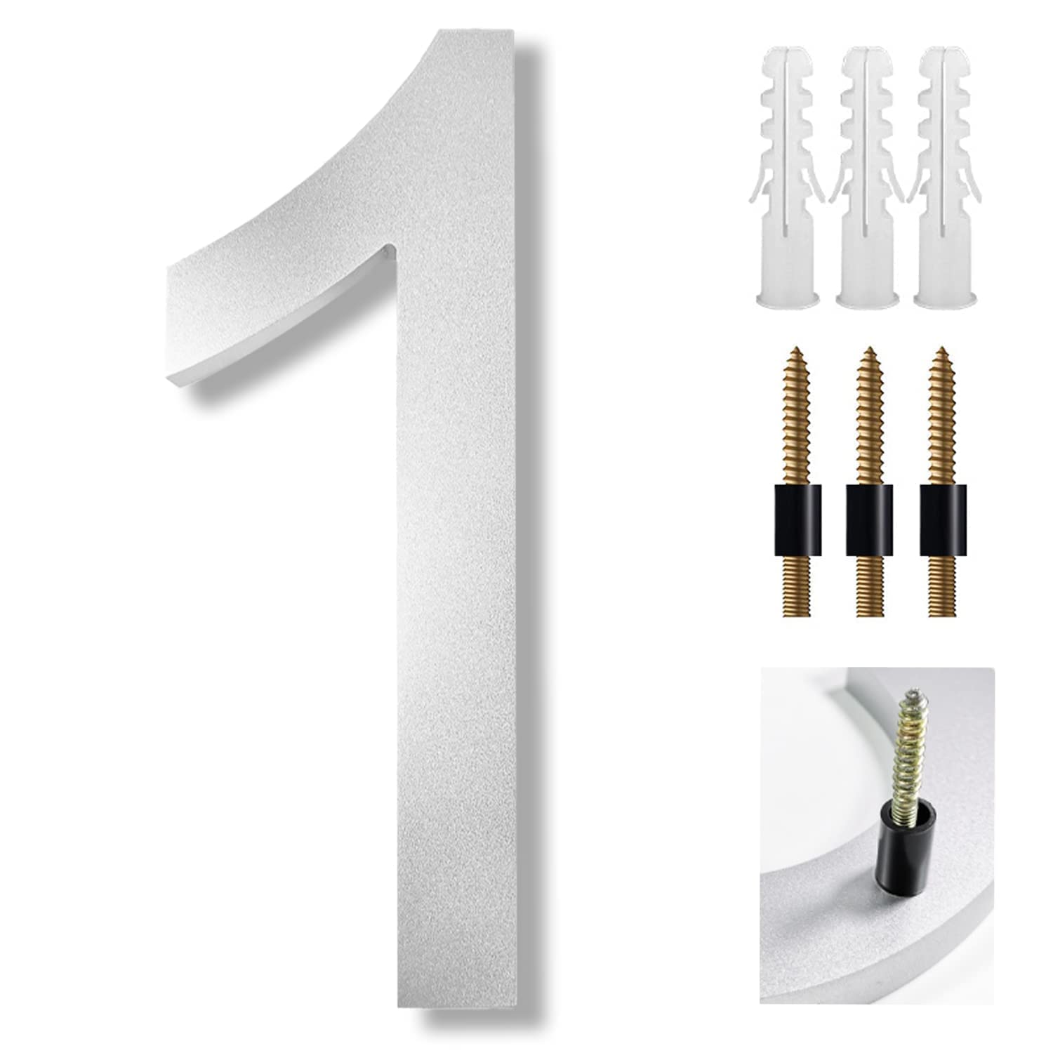 8 Inch Large House Numbers Floating Sliver House Numbers Plaques Modern Door Numbers Plates Signs with Nail Kit for Outside Wall Address Garden Mailbox Dec, Strong Sliver Acrylic Material(1)