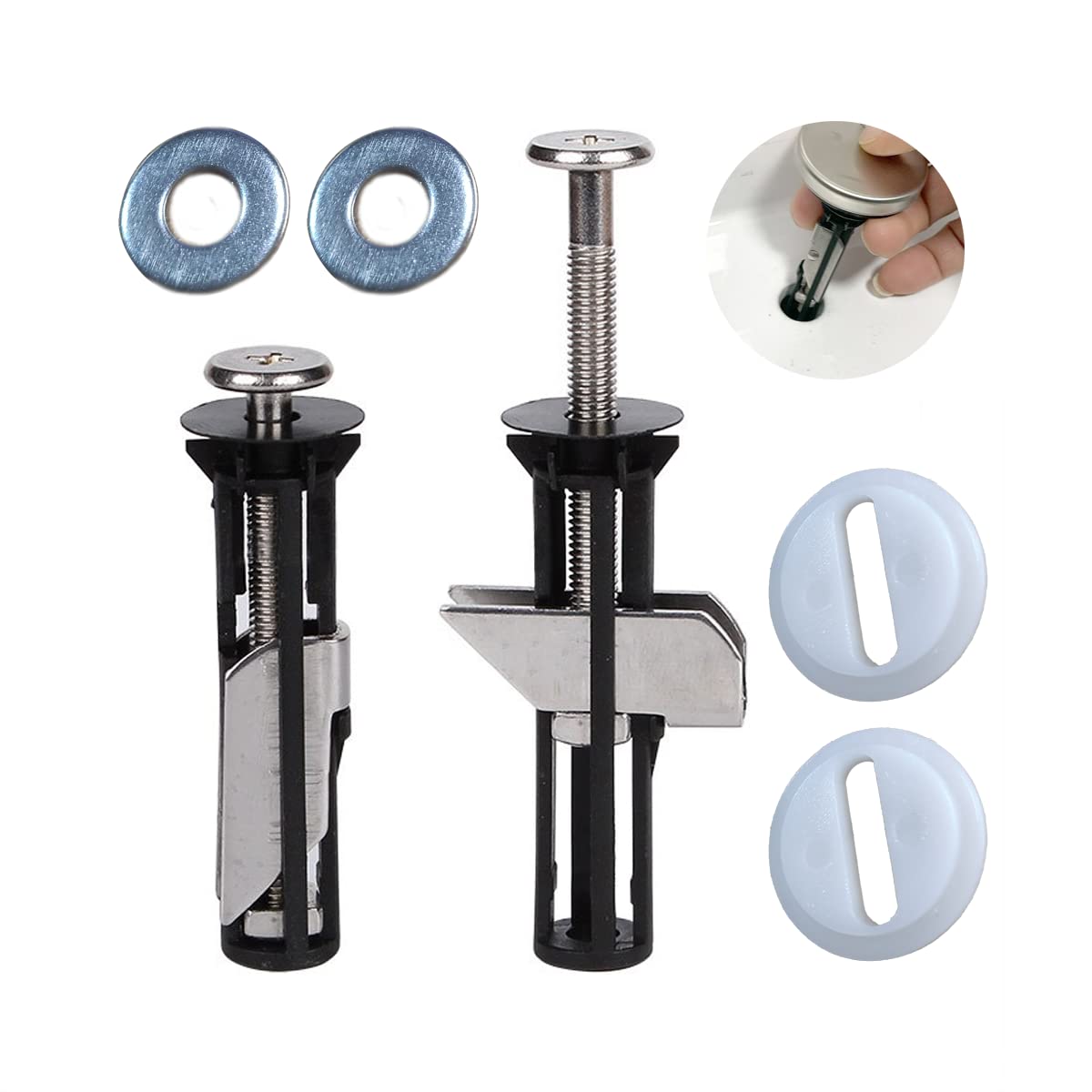 Universal Toilet Seat Bolts and Screws, Quick Release Hinge Fasteners, Easy to Install Toilet Seat Replacement Parts Kit (2)
