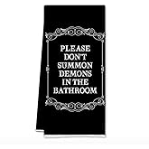 SereneHanctuary Funny Gothic Witchy Bathroom Hand Towels,Gothic Gifts for Women Men,Funny Spooky Witch Goth Hand Towel Decor for Bath Room Washroom Restroom, 16x24 Inch