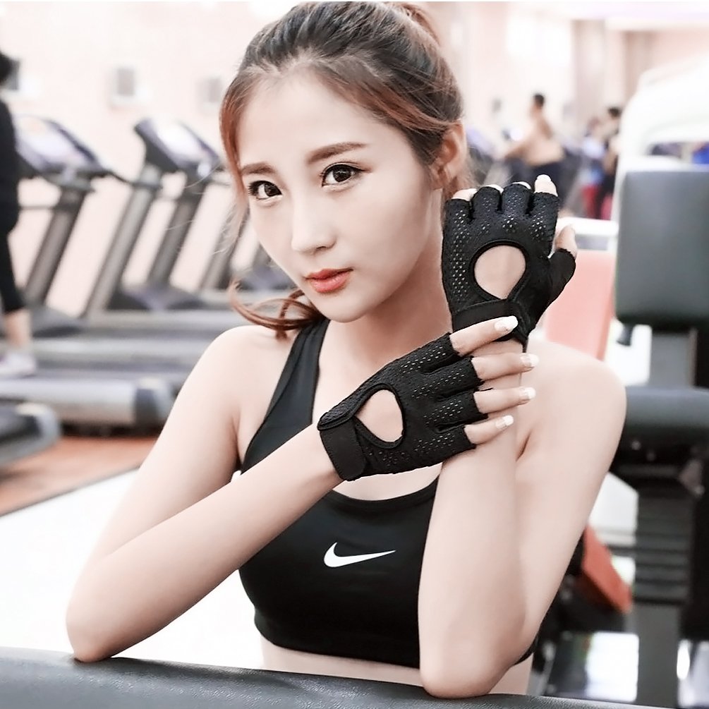 VBIGER Cycling Gloves, Men\'s Half Finger Biking Gloves MTB Gloves with Anti-Shock Gel Pad (C-Black, L)