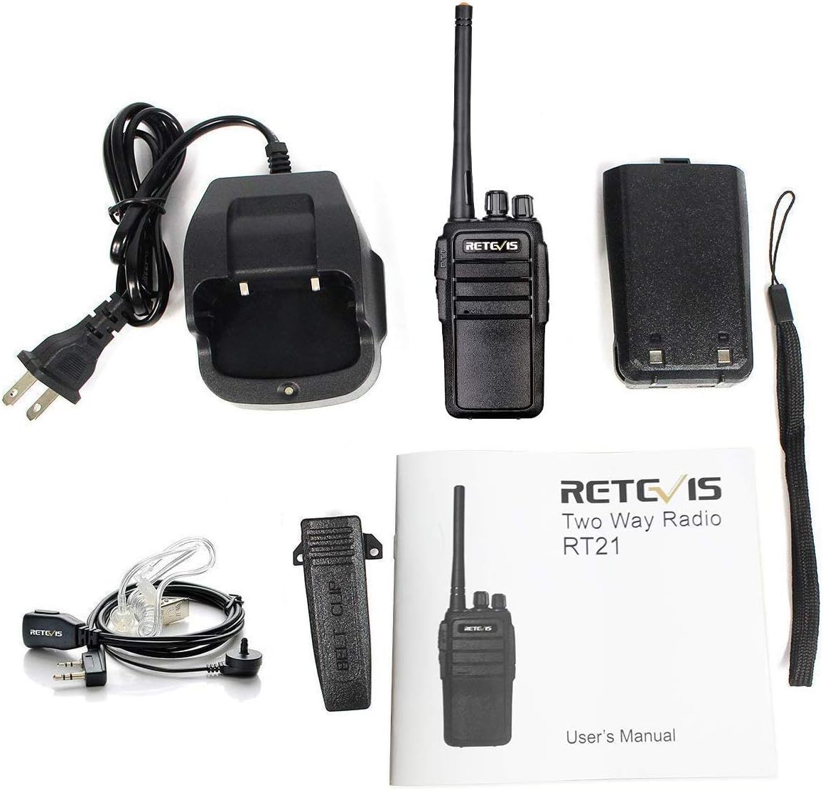 Case of 10,Retevis RT21 Two Way Radios Long Range Rechargeable, Heavy Duty Walkie Talkies for Adults, VOX Security Handfree 2 Way Radios with Earpiece, for Commercial Organization