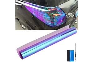LZLRUN 12 by 48 inches Self Adhesive Auto Car Tint Chrome Chameleon Headlight Taillight Fog Light Vinyl Smoke Film Sheet Sticker Cover (Chameleon Purple)
