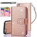 iPhone 6S Case, iPhone 6 Case, TabPow 10 Card Slot - [ID Slot] Wallet Folio PU Leather Case Cover with Detachable Magnetic Hard Case for iPhone 6S/6 (4.7 Inch) - Glitter Rose Gold