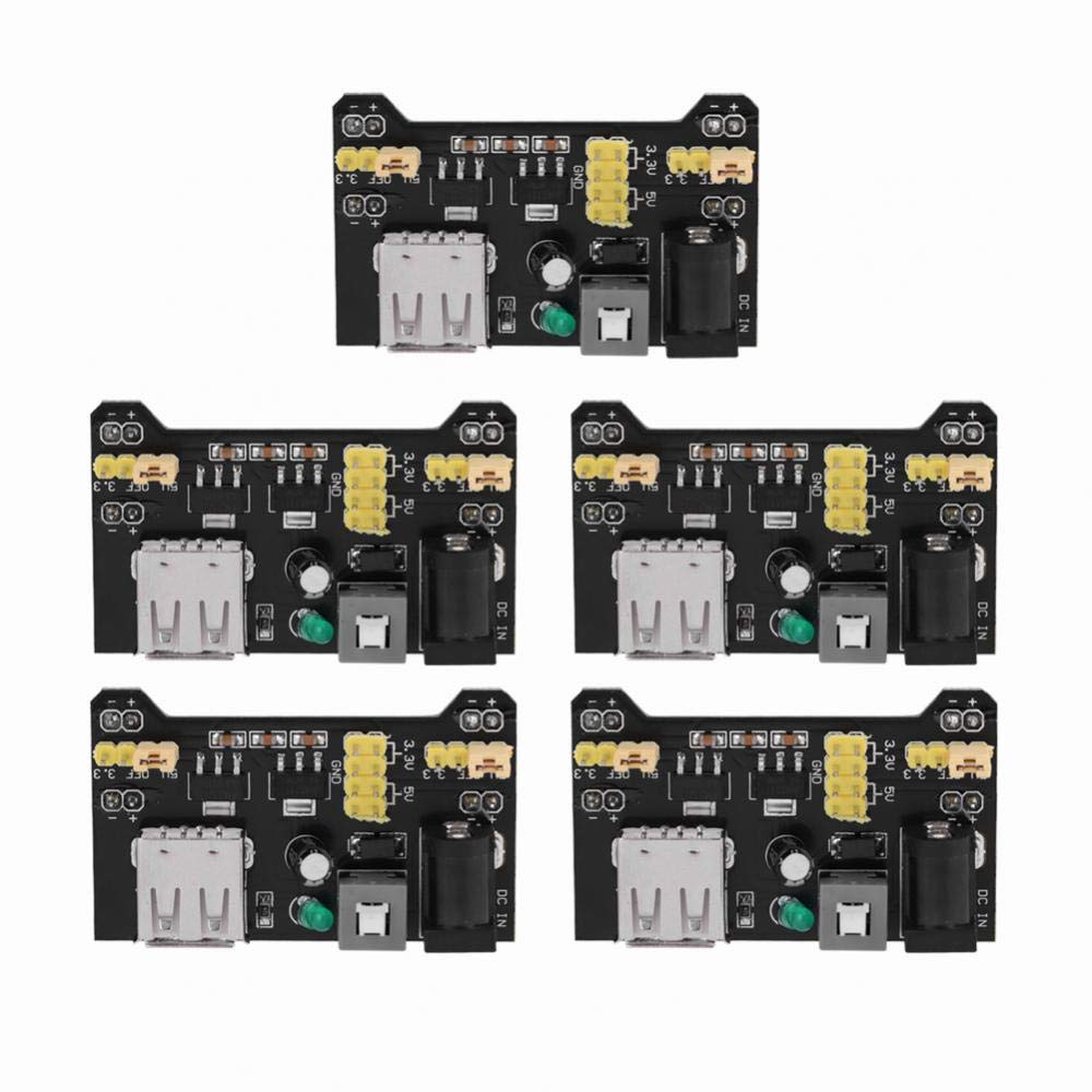 Oumefar 5Pcs 5V/3.3V Power Supply Board Module Two Channels Power Supply Breadboard Module Prototype for Board Solderless Breadboard