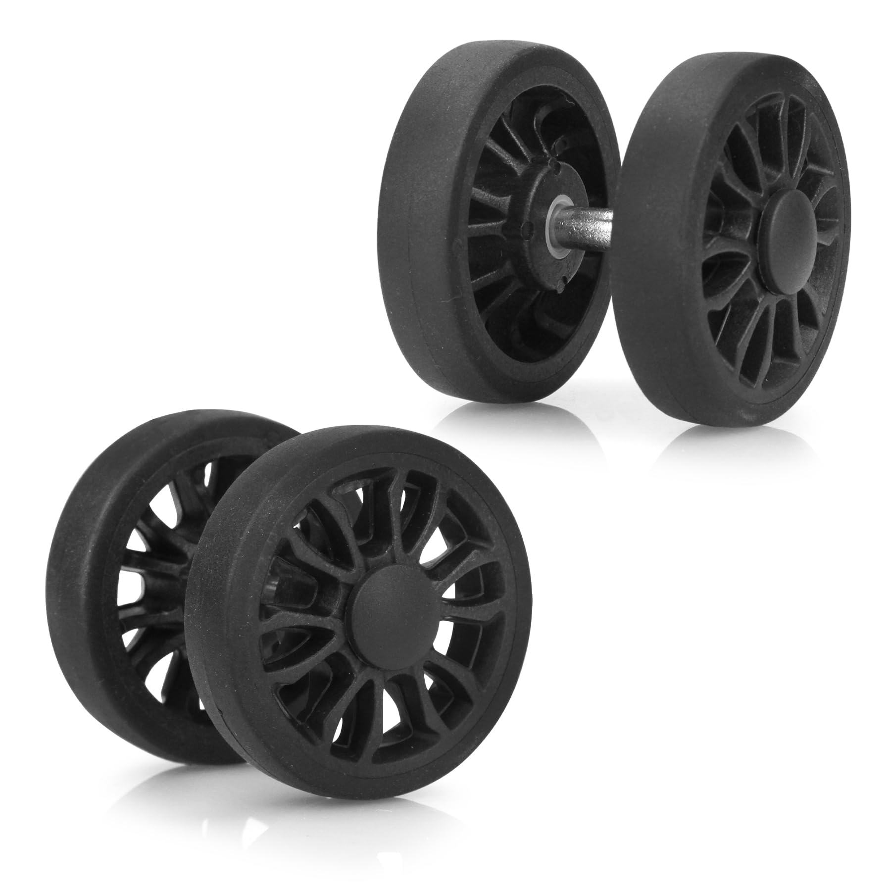 Zoofen 8 Pcs Luggage Replacement Wheels 50 x 11mm Double Luggage Wheels Rubber Suitcase Replacement Casters(Black)