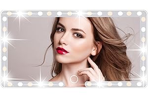 DELUXSA Car Sun Visor Vanity Mirror, 3 Light Modes & 60 LEDs, Rechargeable Dimmable Touch Screen Travel Makeup Mirror,Universal for Truck SUV-Car Accessories Essentials for Women（White）