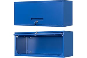Anxxsu Metal Wall Storage Cabinet with Up-flip Door, Wall-Mounted Storage Cabinet for Garage, Warehouse, Home, Office, Assembly Required (Blue, One Cabinet)