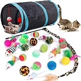Speedy Panther 21Pcs Cat Toys Collapsible Tunnel Interactive Wand Ball Feather