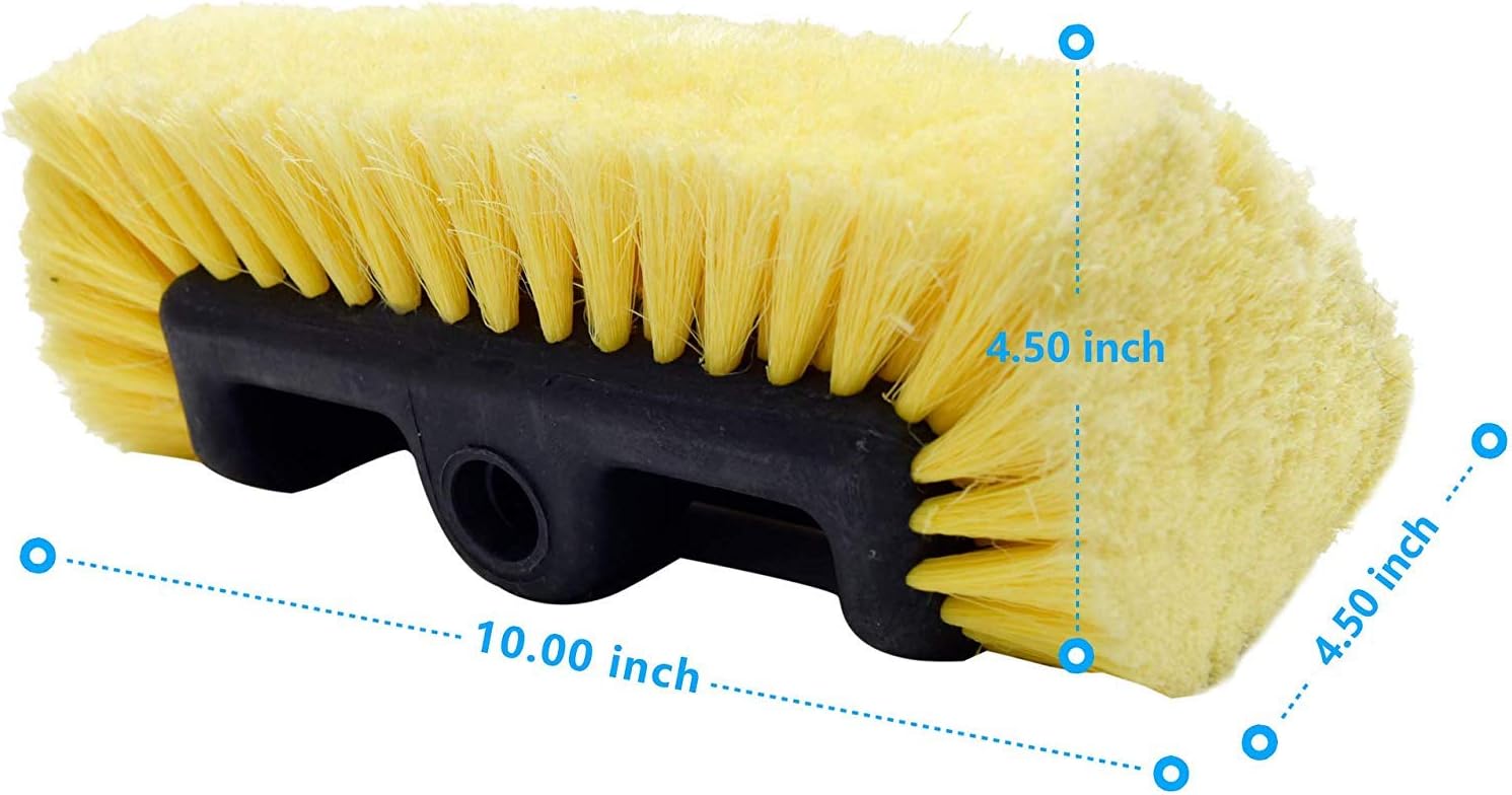 CARCAREZ 10" Car Wash Brush with Soft Bristle for Auto RV Truck Boat Camper Exterior Washing Cleaning, Yellow: Automotive