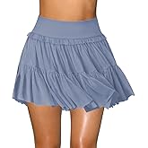 Hragc Women's Pleated Flowy Ruffle Tennis Skirt Skort for Women High Waisted Mini Athletic Golf Skirt with Shorts Pocket