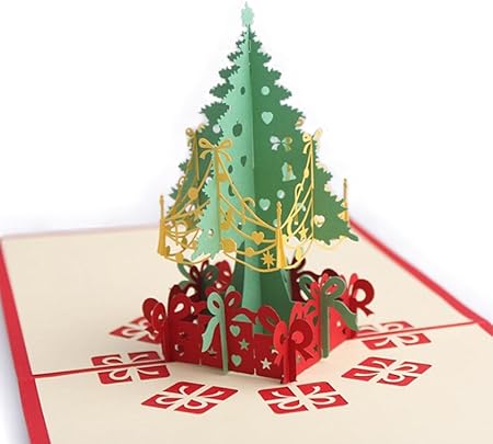 Amazon 3d カード クリスマス カード メリークリスマス グリーティングカード 2つ折り クリスマスイメージ飾り 祝い 贈り物 プレゼント A グリーティングカード 文房具 オフィス用品