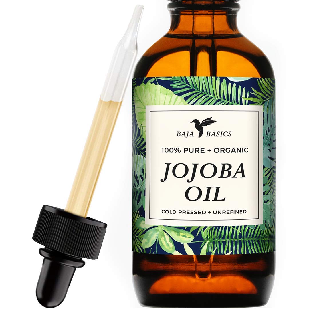 Jojoba Oil by Baja Basics, Organic, 100% Pure, Cold Pressed For Moisturizing Skin, Hair and Cuticles Large 4oz