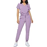 Monarch Uniforms Slim Fit Stretchy Scrubs Women's Jogger Scrub Set Slim Jogger Scrubs with Tuck-In Top for Women