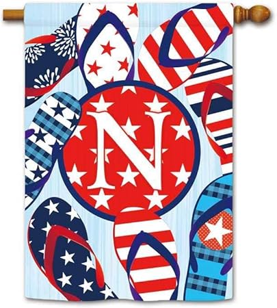 Gartenflagge Willkommen Sommer Flipflop Monogramm F Gartenflaggen