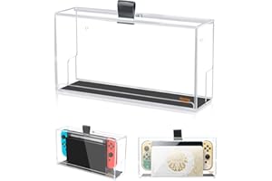 Desing Wish Switch Wall Mount Holder Compatible with Nintendo Switch/OLED Dock, Switch Dock Cover Clear Protective Box Dust Cover Display Box Acrylic Wall Mount Stand for Nintendo Switch Dock