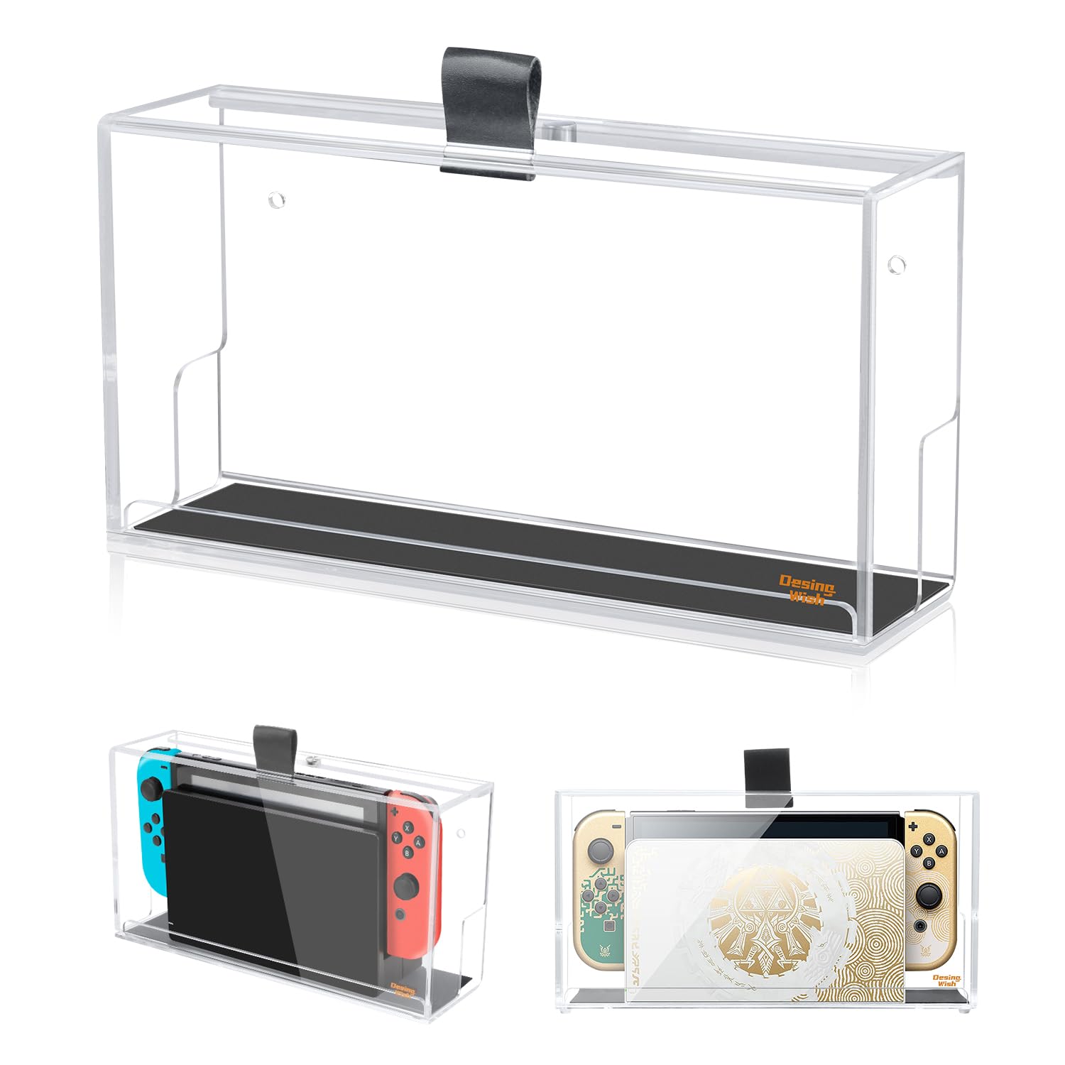 Photo 1 of Desing Wish Switch Wall Mount Holder Compatible with Nintendo Switch/OLED Dock, Switch Dock Cover Clear Protective Box Dust Cover Display Box Acrylic Wall Mount Stand for Nintendo Switch Dock