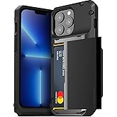 VRS DESIGN Damda Glide Pro Phone Case for iPhone 13 Pro, Sturdy Semi Auto Wallet [4 Cards] Case with Card Slot Holder Compatible for iPhone 13 Pro Case (2021) Logo Black