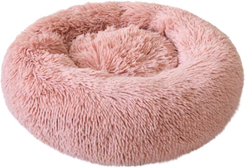 Round Dog Cat Bed Cat Puppy Portable Pet Cat Bed Fluffy Soft Warm Cozy Deep Sleep Bed Washable Indoor Comfortable Bed Suitable for Cats and Small Medium Dogs