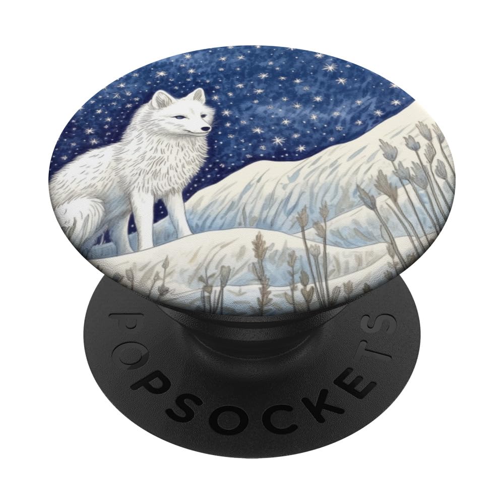 Arctic Fox Lover Starry Night PopSockets Swappable PopGrip