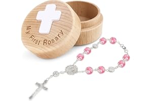 My First Rosary, Baptism Keepsake Box, Rosary Catholic Gift for Girls, Used for Newborn Baptism Ceremony(Pink)