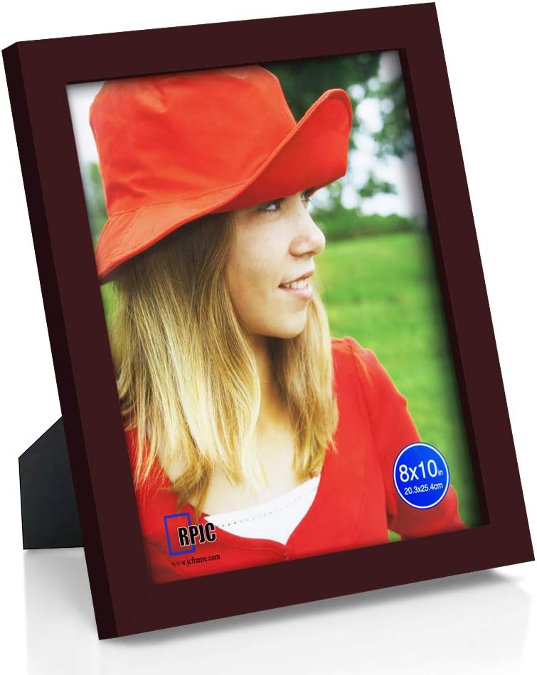 8x10 inch Picture Frame Made of Solid Wood High Definition Glass for Table Top Display and Wall Mounting Photo Frame Dark Brown -