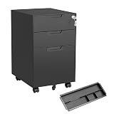 MIIIKO 3 Drawer Filing Cabinet with Lock, Metal Black Vertical File Cabinets for Home Office, Full Assembled File Cabinets Under Desk, Letter/Legal/A4 File Folders Storage