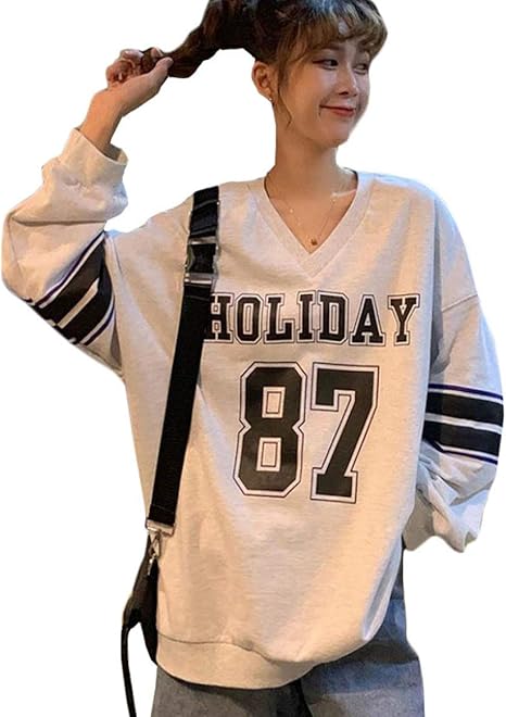 Gergeousレディース パーカー 長袖 フード付き プルオーバー Vネック ゆったり トレーナーパーカー ファッション 原宿系 トップス 可愛い 通学 秋 Freesizeグレー トレーナー パーカー 通販 Amazon