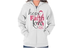 Classic Teaze Hope Faith Love Breast Cancer Support Zip Hoodie Sweatshirt Women