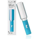 Flint Plus Retractable Lint Remover & Pet Hair Roller for Clothes – Refillable & Reusable Lint Roller with 70 Extra Sticky Tear-Off Sheets – Value Pack, Light Blue