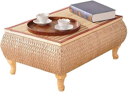 Zxx Table Basse En Rotin Avec Siege De Pouf Ensemble De Pouf De Table De Salon De Rangement Pour Salon Table De Tatami Pastorale Pour Salon Familial Couleur Bois Amazon Fr Cuisine