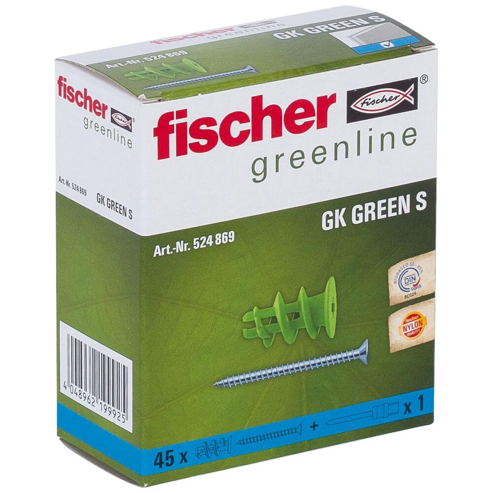 fischer Plasterboard Fixing GK Green S, 45 Pieces, 524869
