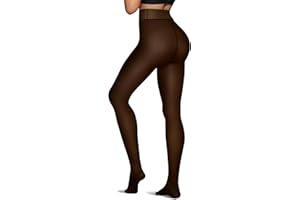 OEAK Womens Fleece Lined Tights Sheer Fake Translucent Pantyhose Thermal Tights High Waisted Footed Leggings