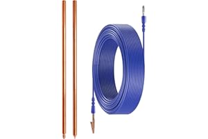 24" Pure Copper Ground Rod,Portable Plug Grounding Rod Kit with 50ft Copper Wire & Alligator Clip for Electric Fences, Ground