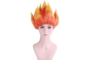 PATTNIUM Flame Fire Wig Orange Ombre Wig Cosplay Costume Synthetic Hair Wigs