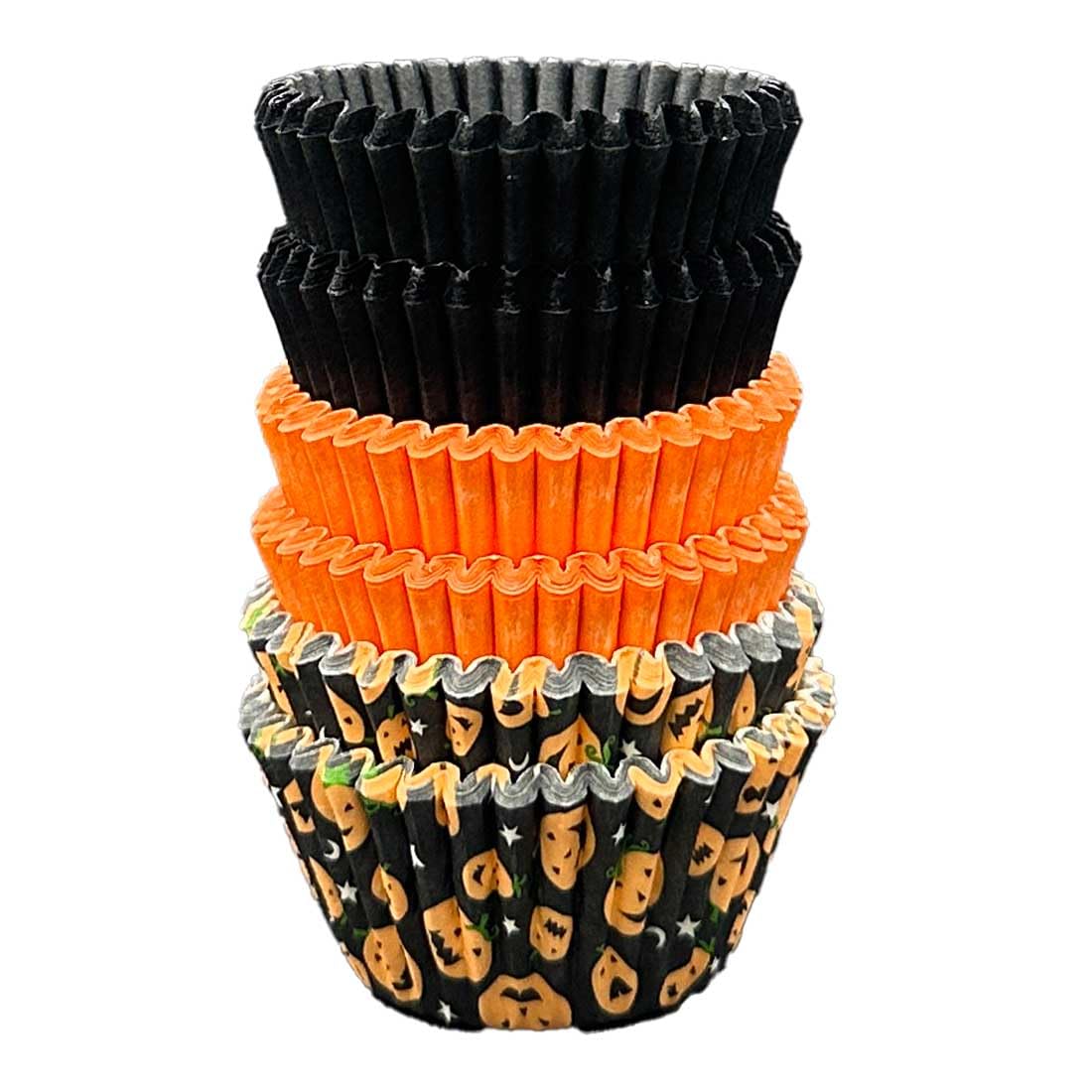 Scrumptious! - 150PC Mini Muffin Cases - Halloween Pumpkin, Orange and Black Mix - 45GSM 31mm x 23mm Paper Baking Cases - Great for Halloween and Autumn Themed Party Cakes, Bakes, Sweets And Treats