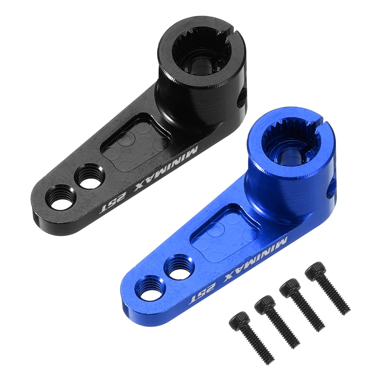 sourcing map Aluminum Alloy 25T Steering Servo Arm Horn Black/Dark Blue for 1/8 1/10 RC Car/Boat/Airplane Boat Accessories 2 Pcs