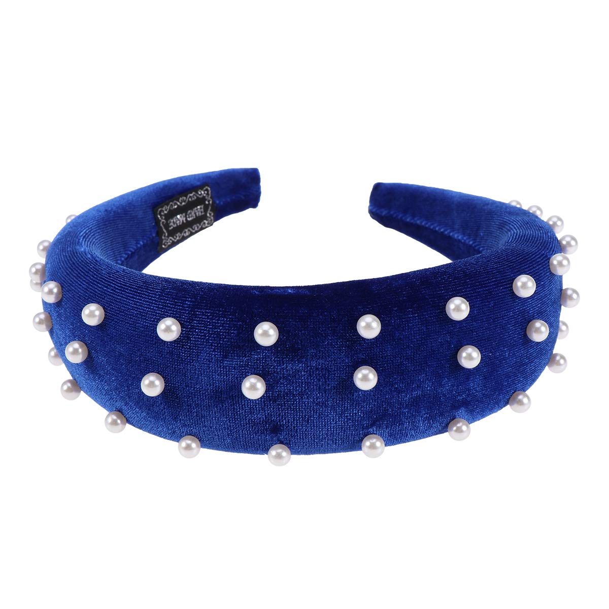 Lurrose Wide Pearls Headband Vintage Padded Headband Stylish Plastic Hairband for Women (Blue)