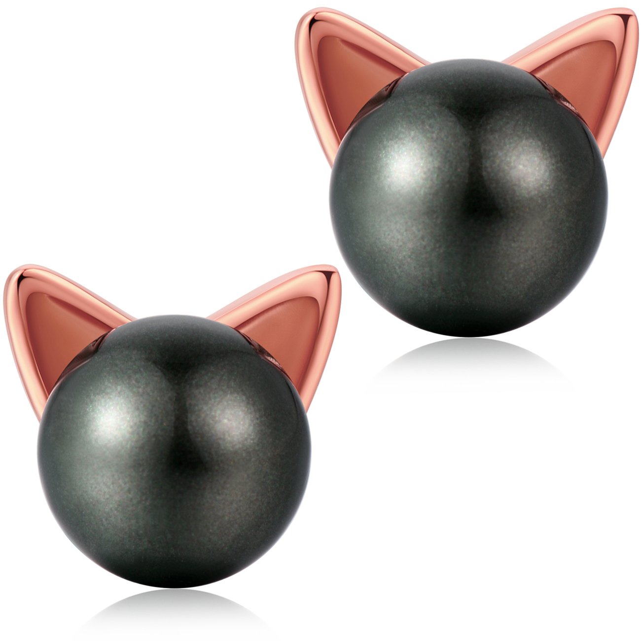 Cat Earrings Black Pearl Cat Earrings Sterling Silver Cat Ear Stud Earrings Cute Cat Stud Earrings Black Cat Ears EarringsKitten Cat Earrings for Women Kitty Earrings Girls Cat Earrings