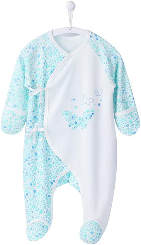 COBROO Baby Footed Sleepers Pajamas with Built-in Mittens 100% Cotton Baby Outfits with Floral Butterflies Print 0-6 Months