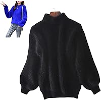 Angora Sweater Women Angora Loose Warm Sweater Crewneck Knit
