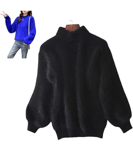 Angora Sweater Women Angora Loose Warm Sweater Crewneck Knit
