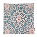 Kingla Home Square Pillowcases 18 x 18 Inch Cotton Linen Decorative Throw Pillow Covers Retro Turquoise Flowers Design Cushion Covers
