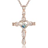 Zhi Kexin Mustard Seed Heart Cross Necklaces for Women 925 Sterling Silver Faith Pendant Necklace Mountain Jewelry Inspirational Christian First Communion Confirmation Gifts for Wife Daughter Her